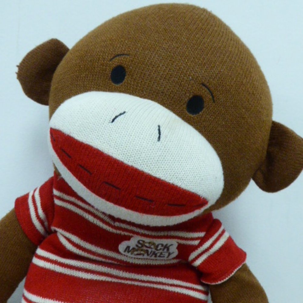 DAN DEE SOCK MONKEY 42" Vintage large red white stripes stuffed toy  plush
